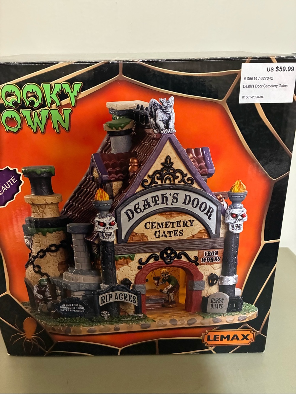 Lemax Purple and Gray Death's Door Cemetery Gates Halloween Village Piece